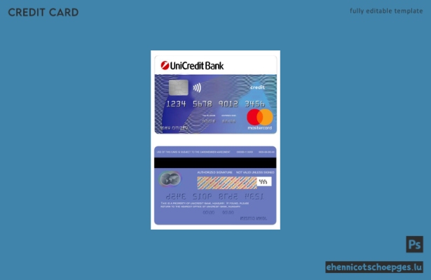 Beispielvorschau der UniCredit Bank Blue Kreditkarte (ungarische Version)